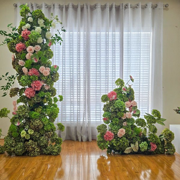 Romantic Green and Pink Floral Arch