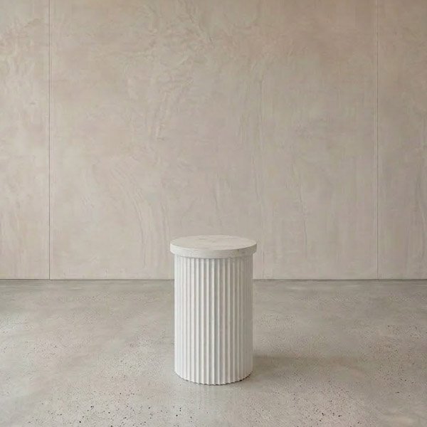 Small Wooden White Ripple Plinth